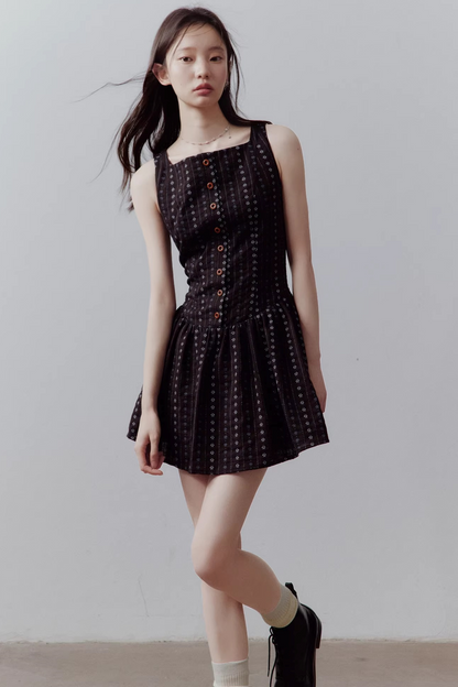 Retro Floral Jacquard Dress