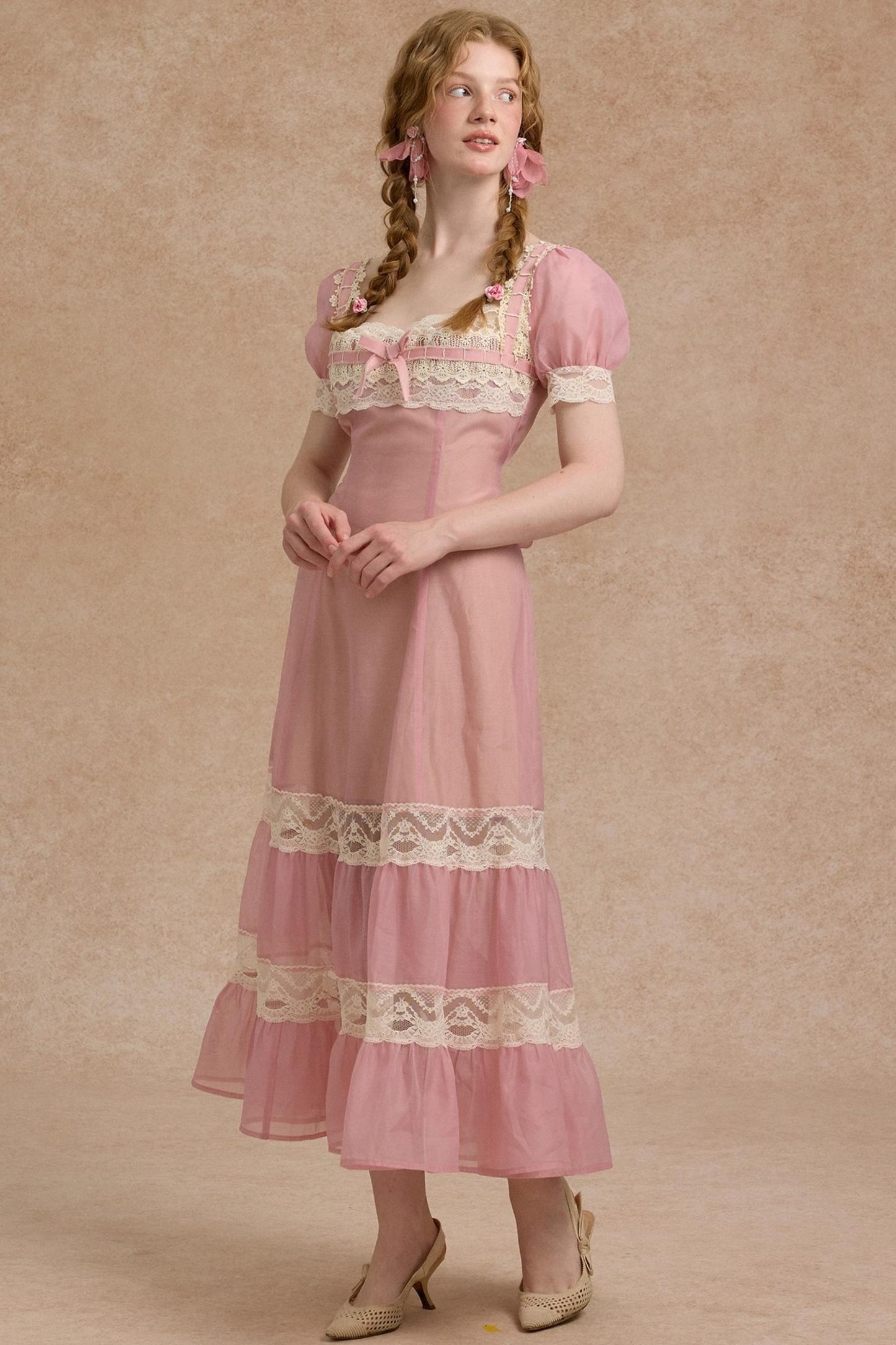 Tulip Satin Ribbon Pink Dress