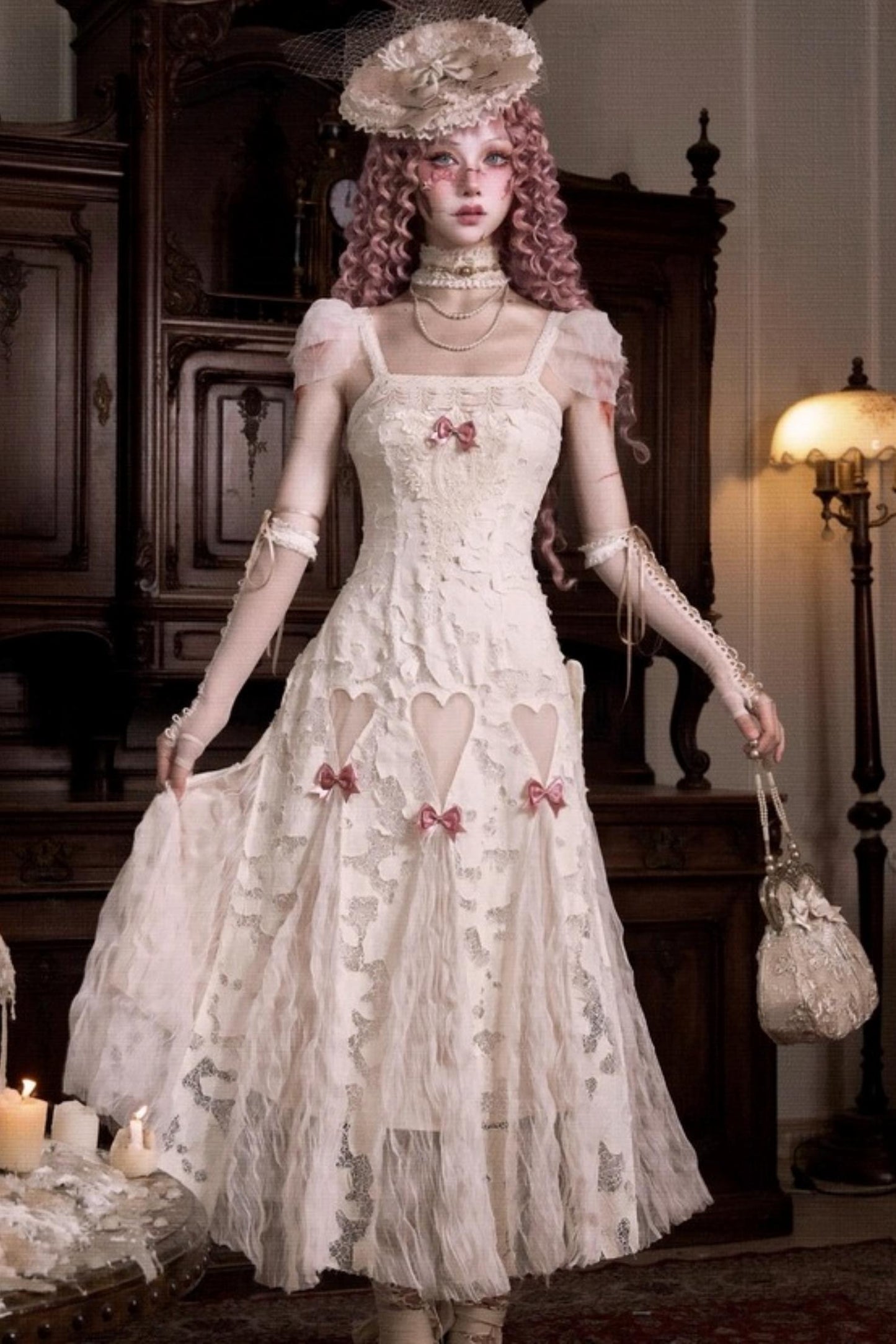 Love Heart Lace Slip Dress