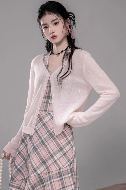 럭셔리 핑크 가디건