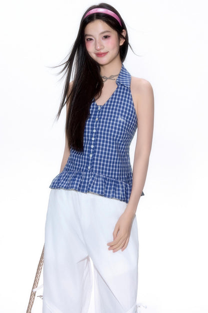 Chic Plaid Lace Vest