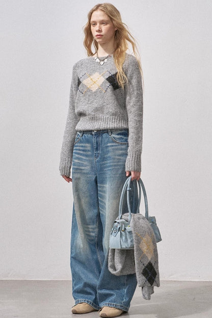 Retro Fleece-Lined Denim Pants