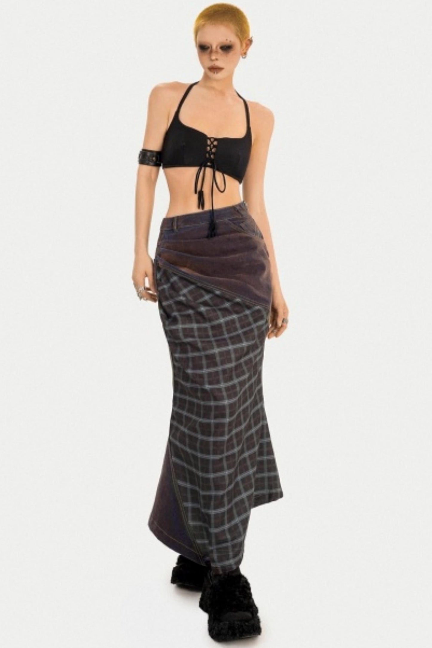 Autumn Plaid Patchwork Skirt