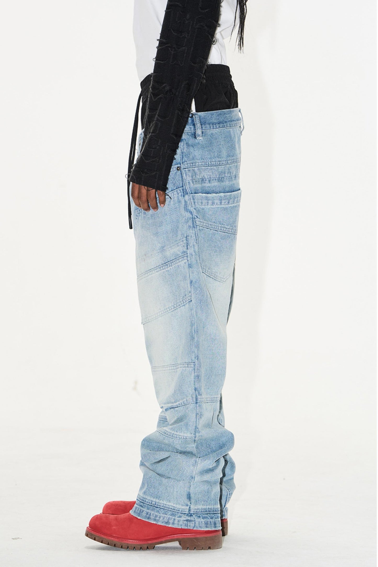 Double-Waist Denim Pants