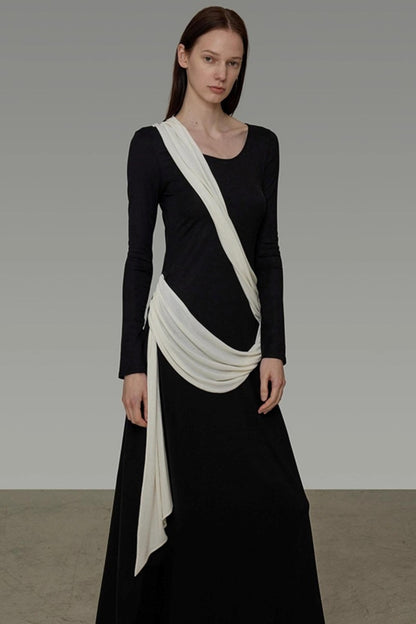 Autumn Contrast Long Dress