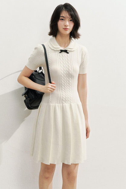 Slim Knit Pleated Dress