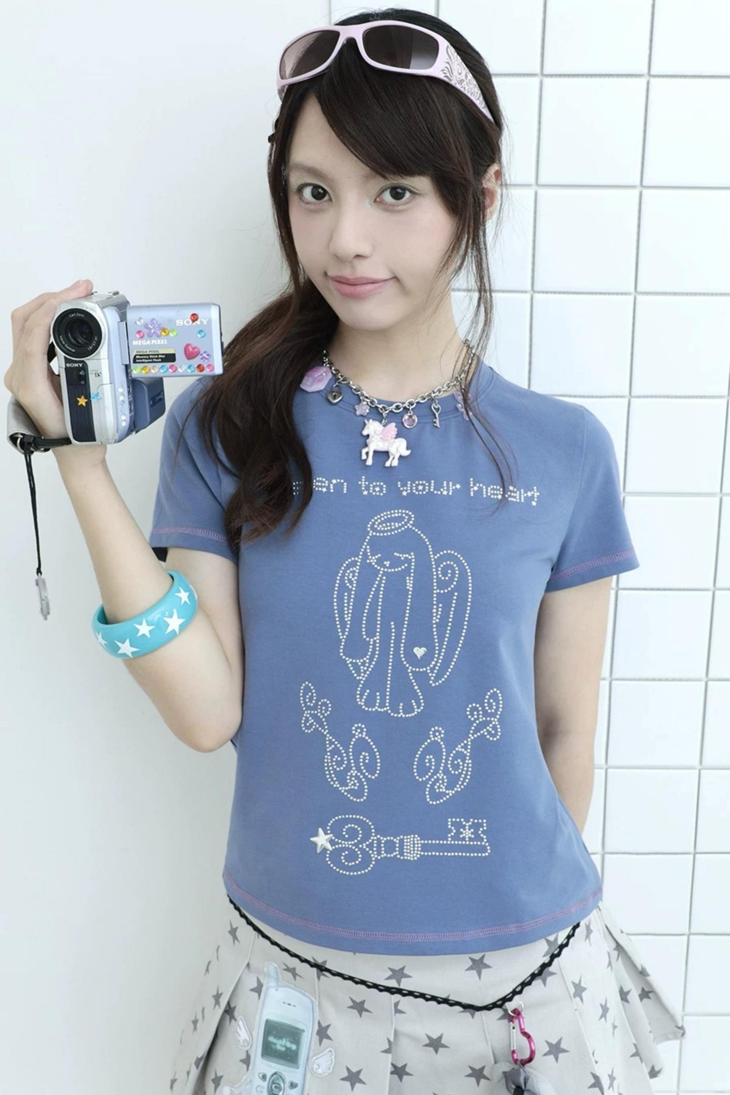 Navy Angel Rhinestone Top