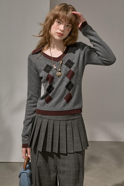 Slim V-Neck Warm Knitted Top