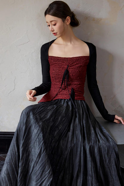 Brick Red Square Neck Pullover Top