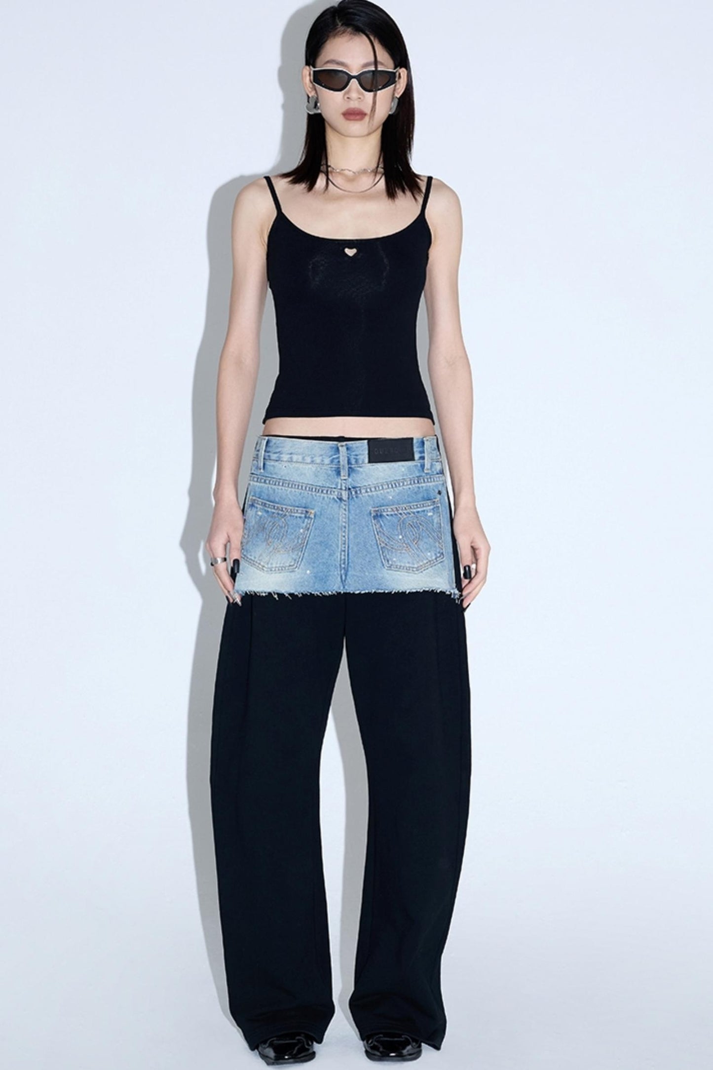 Patchwork Fake Two-Piece Pants