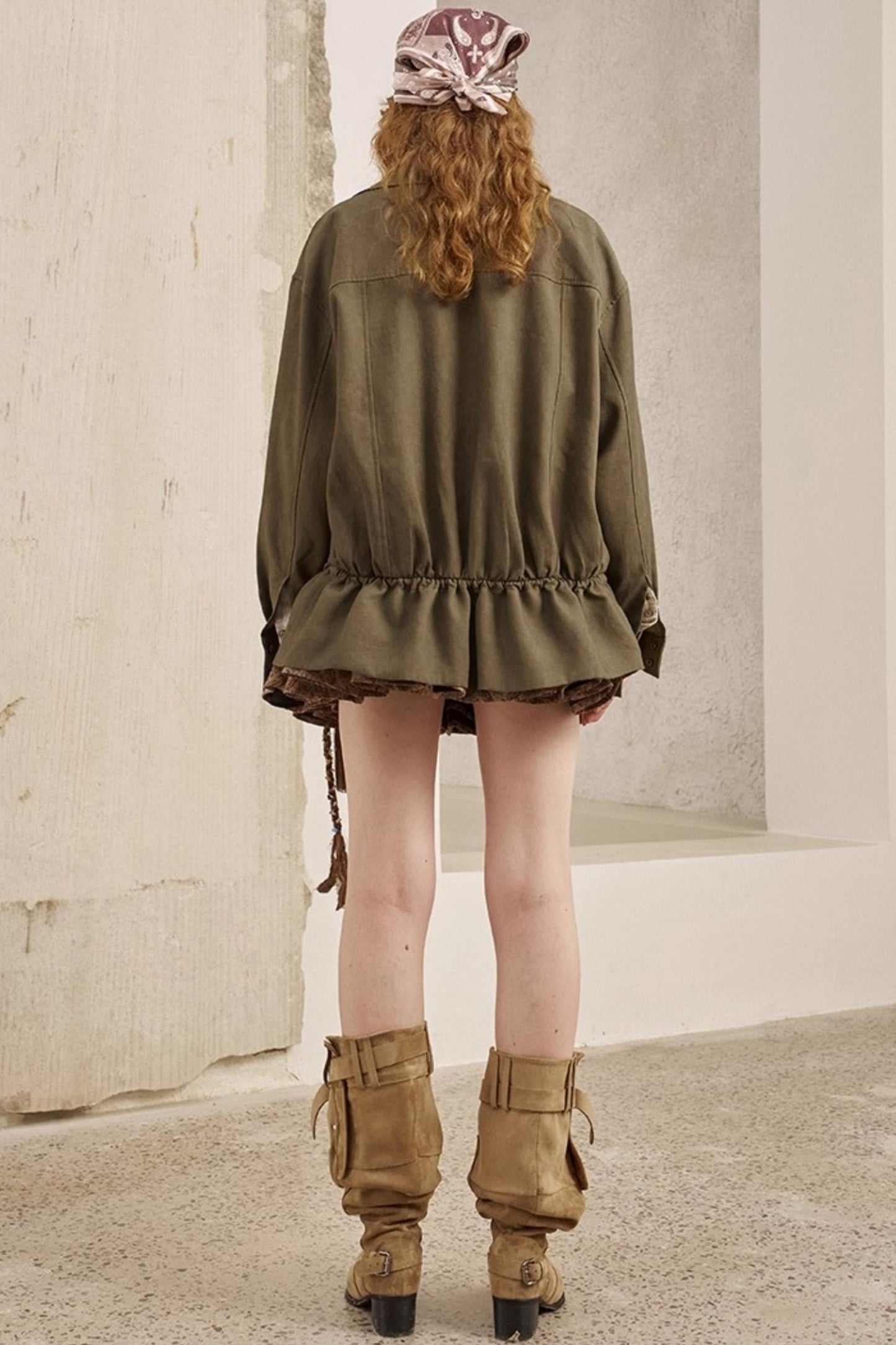 Drawstring Pleats Waist Jacket