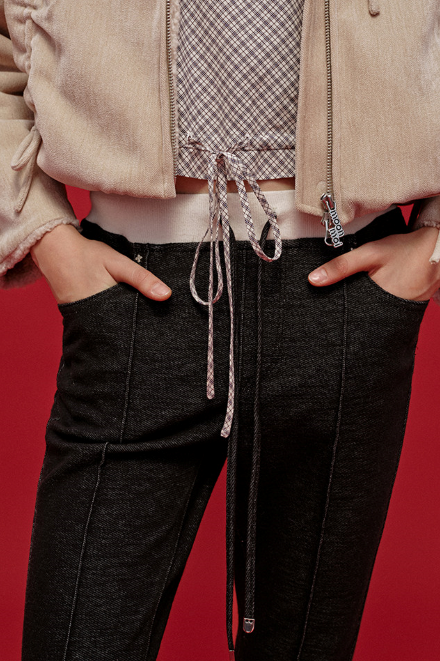 Embroidered Wool Denim Pants