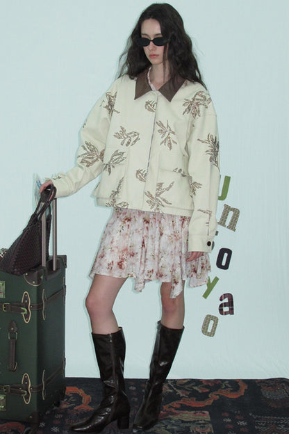 Embroidered Silver Cargo Coat