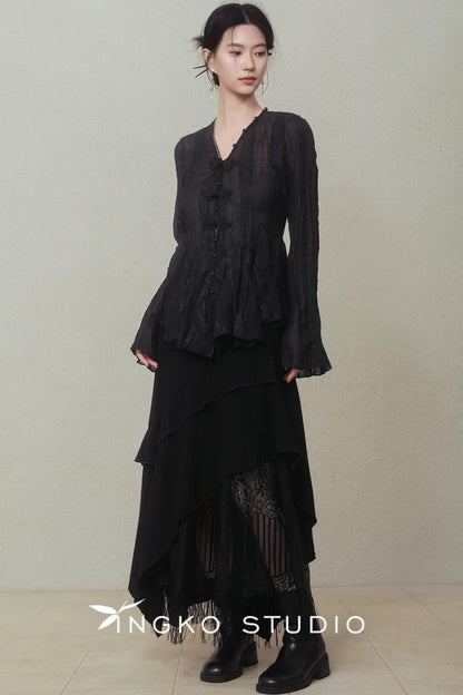 Layered Asymmetrical Lace Skirt