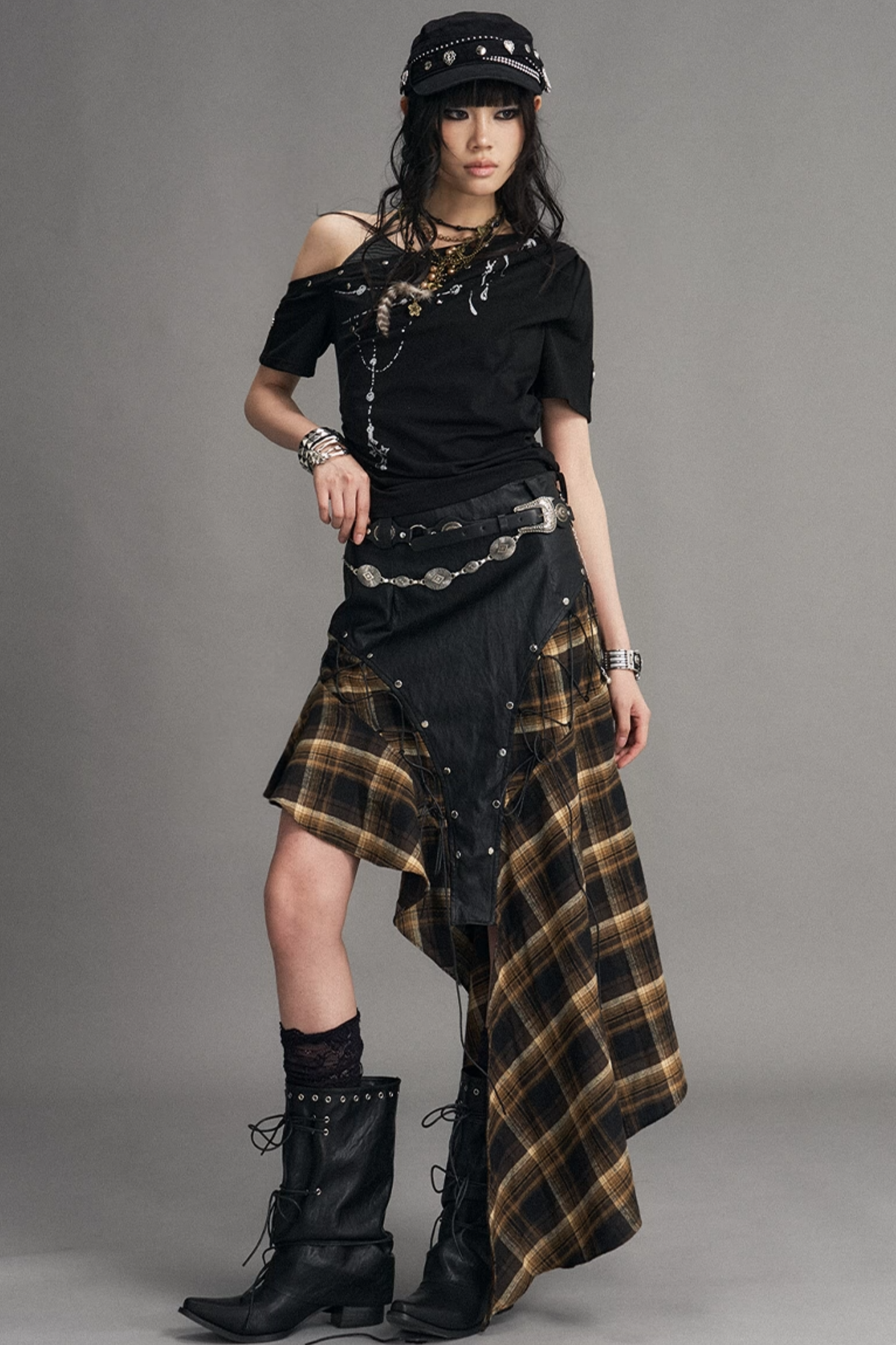 Punk Print Drop-Shoulder Top