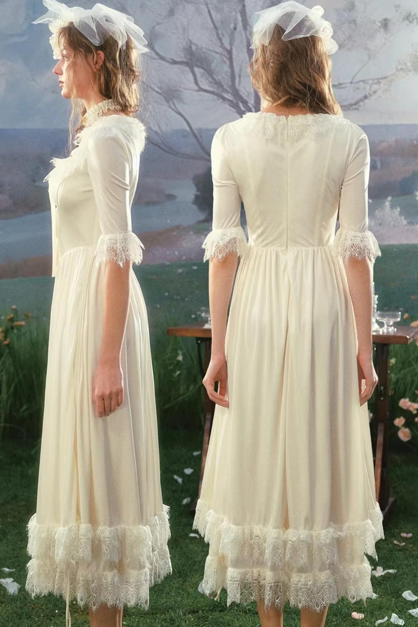 French Palace Satin Wedding Dress