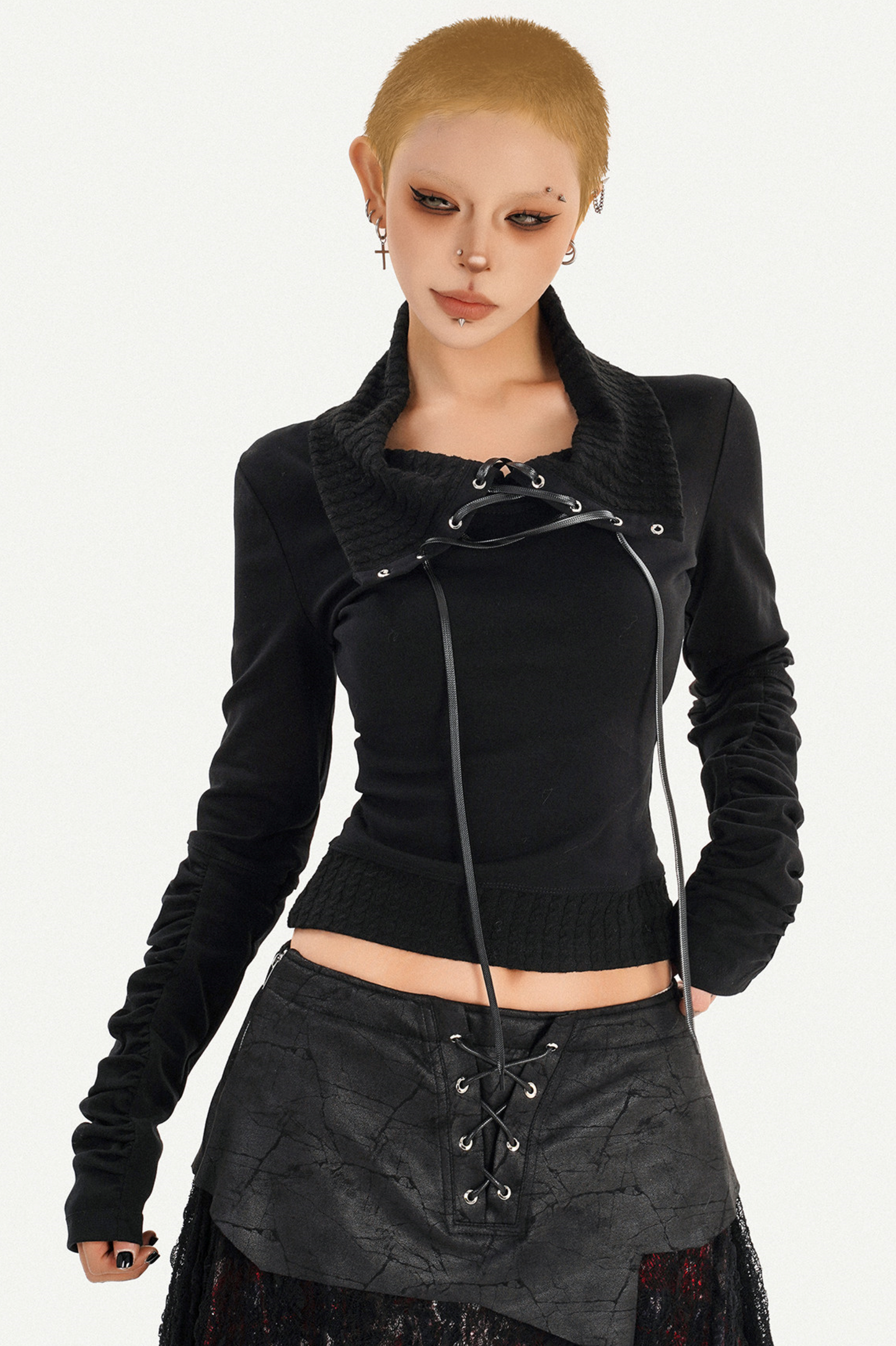 Lace-Up Punk Knit Top