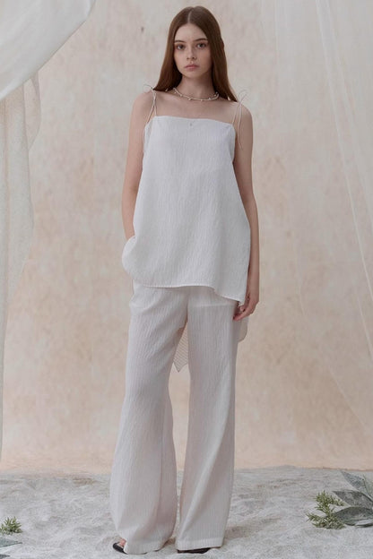 Draped Pearl Stripe Camisole Set-UP