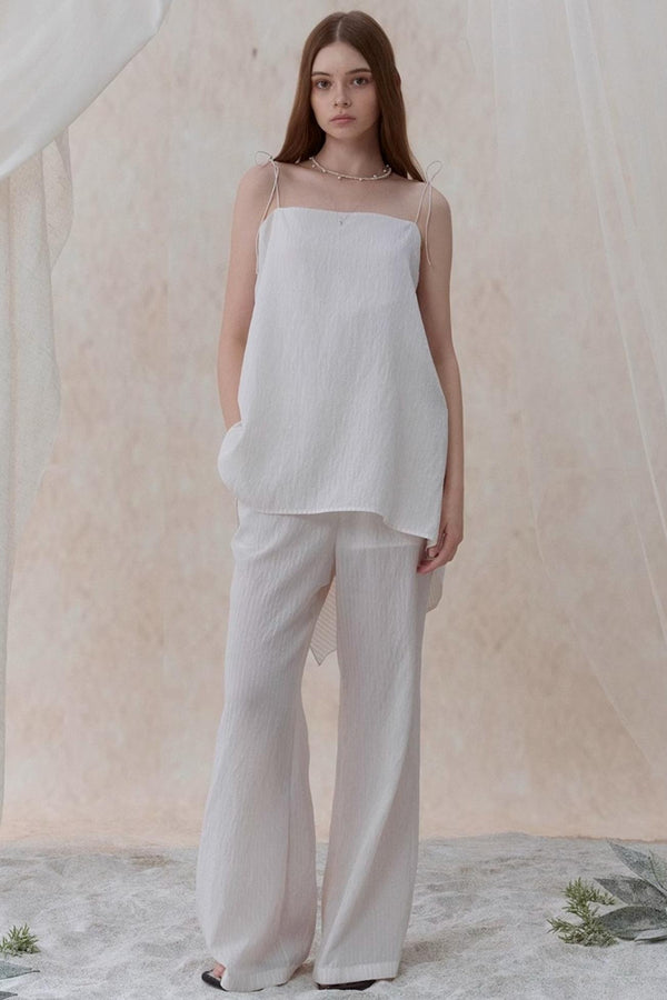 Draped Pearl Stripe Camisole Set-UP