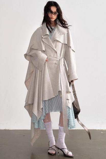 Naturleinen-Trenchcoat