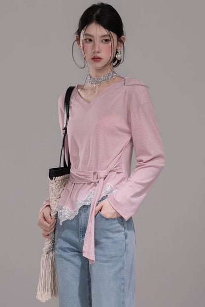 Pink Lyocell Lace Top