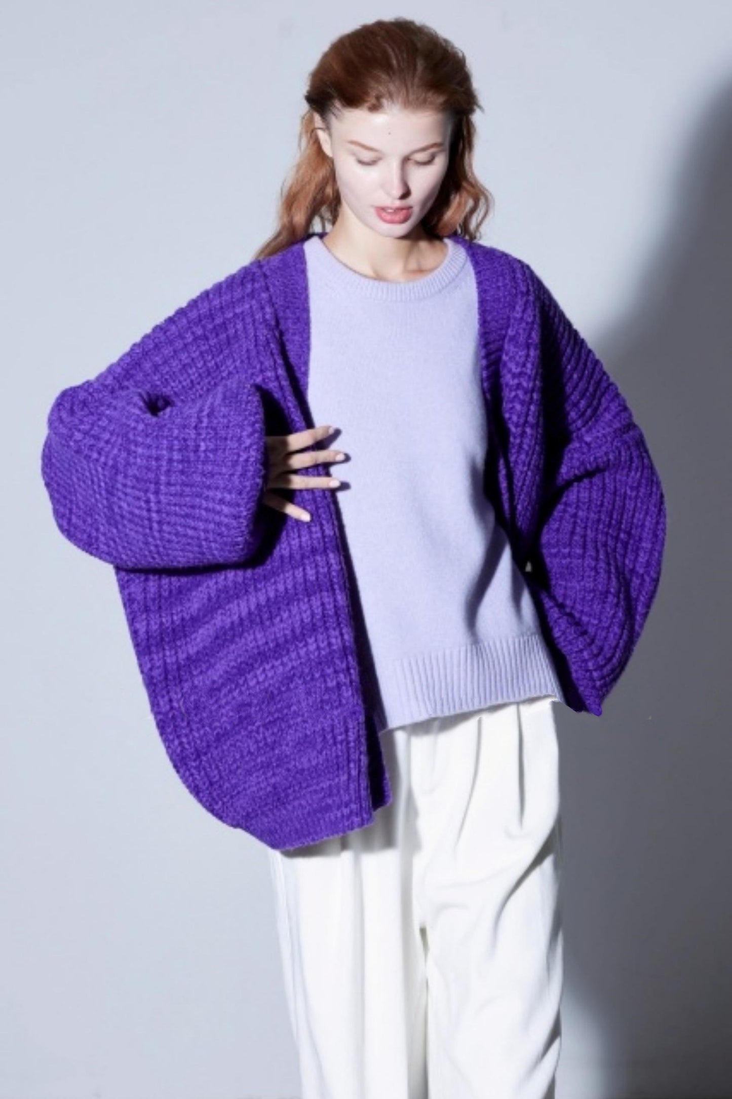 Heavyweight Two-Tone Lantern Cardigan