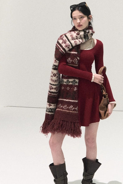 Handmade Wool Fair Isle Scarf