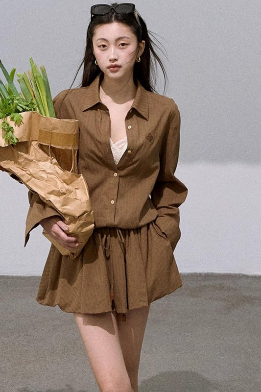 Textured Low-Waisted Long Puffy Dress