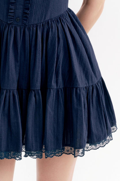 French Texture Lace V-Neck A-Pendulum Dress