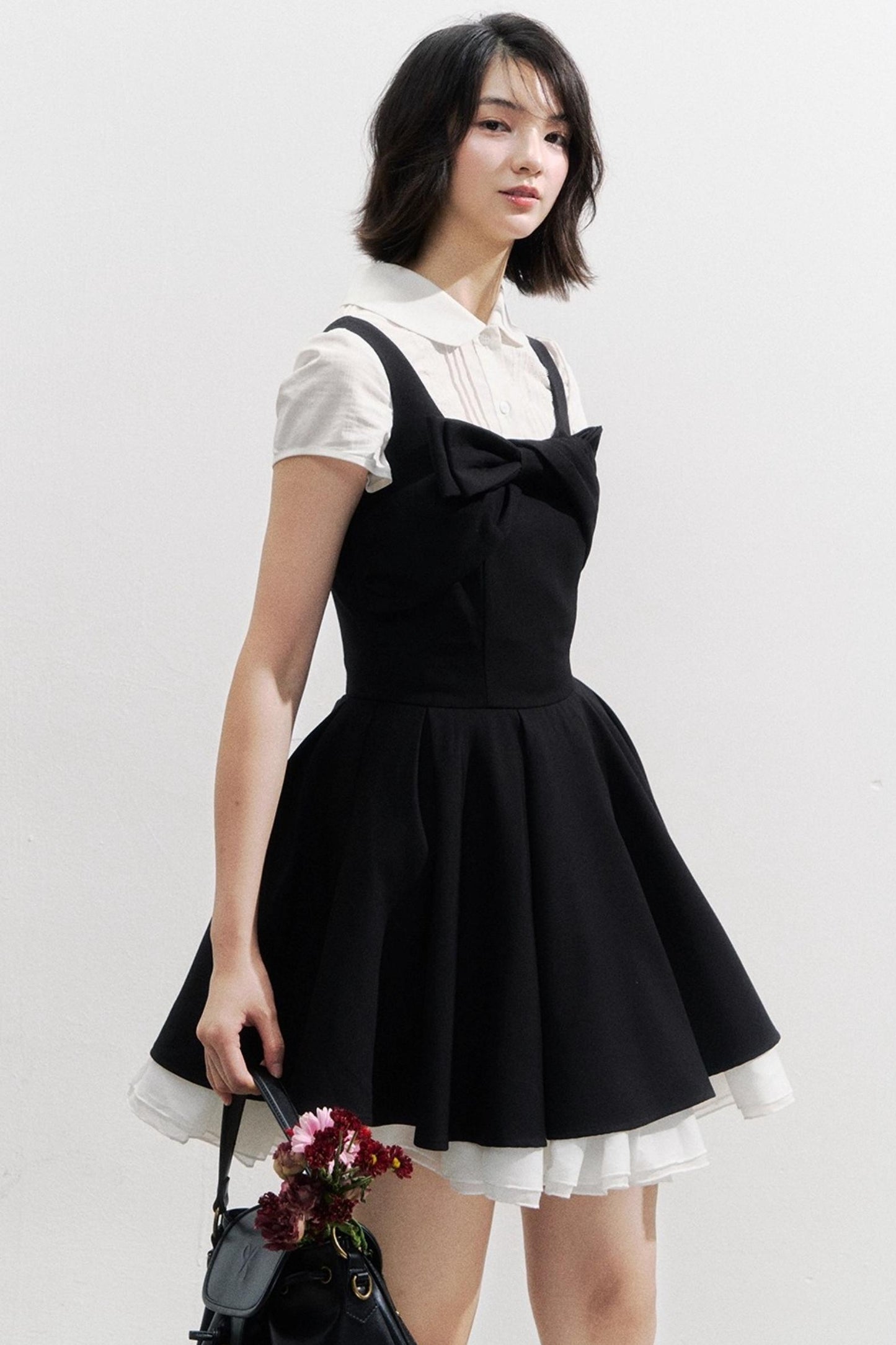 Black Bow Puffy Dress