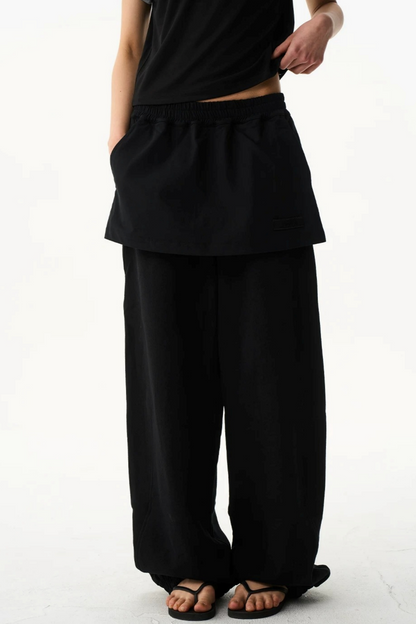 Fake Two-Layer Drawstring Pants