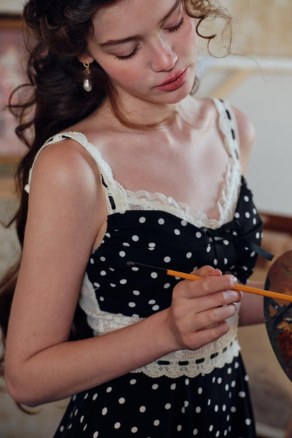 Parisian Polka Dot Halter Dress