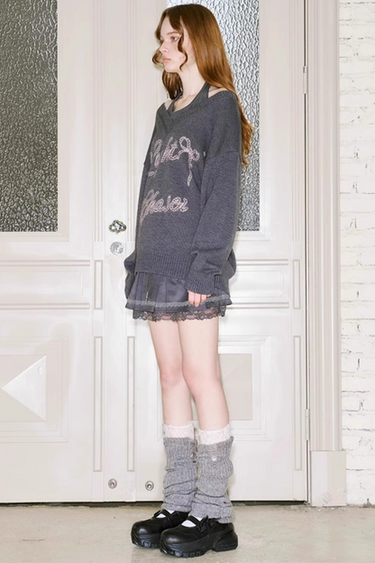 Knitted Plaid Sweater Set-Up