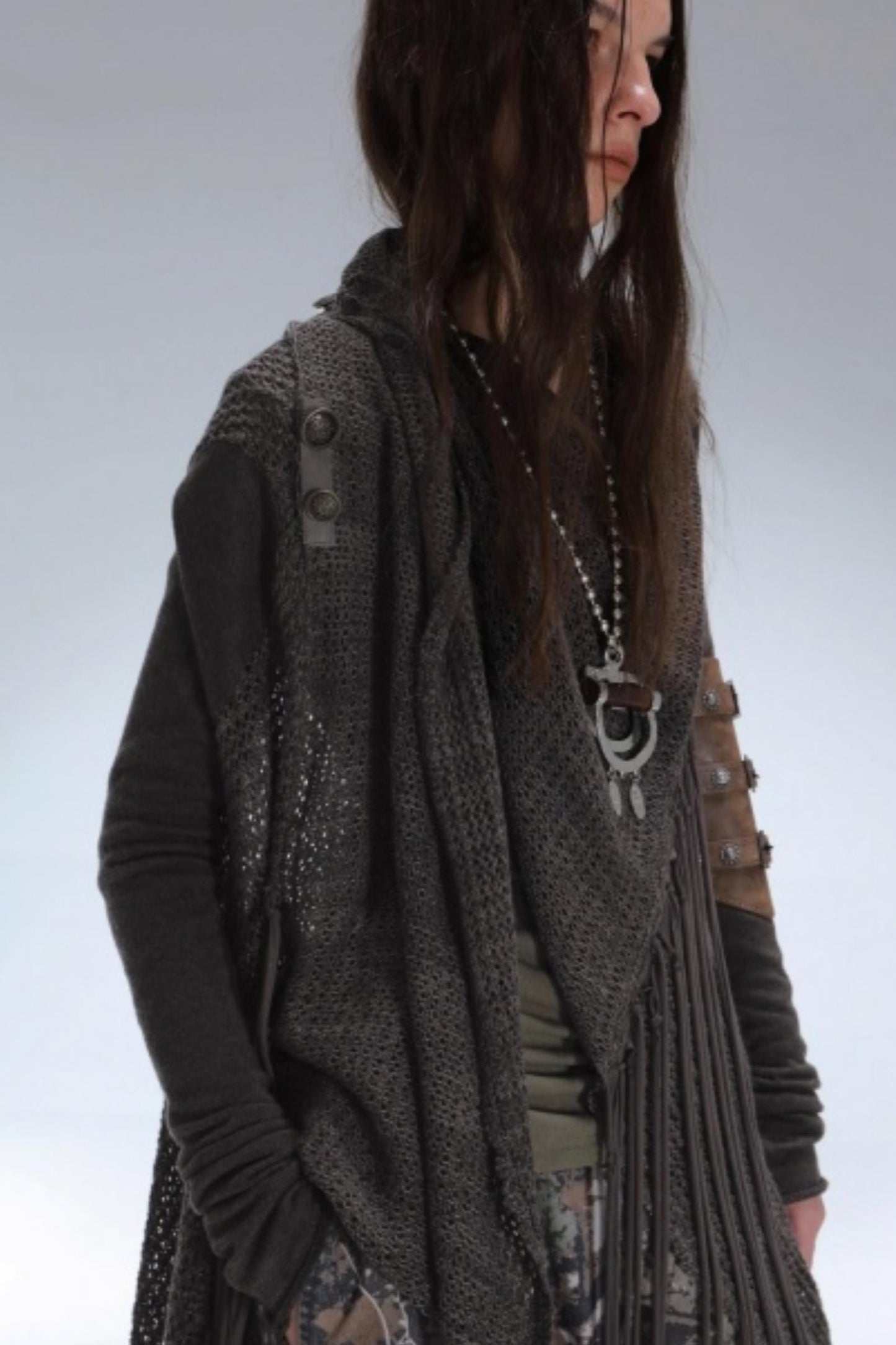 Bohemian Wool Fringed Cardigan