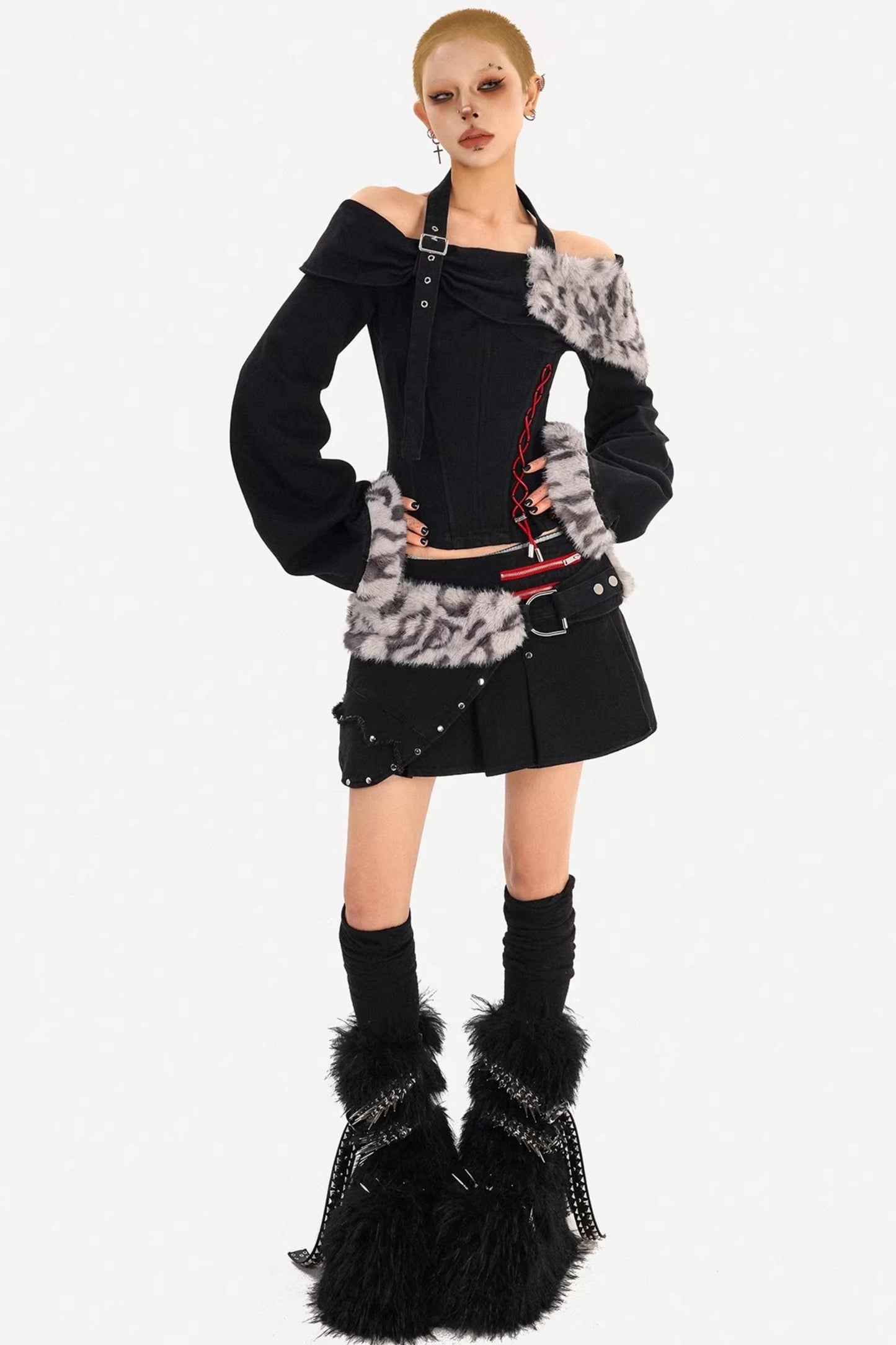 Jeansrock mit Leopardenmuster