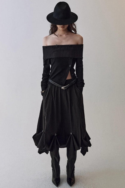 Slim One-Shoulder Knitted Sweater