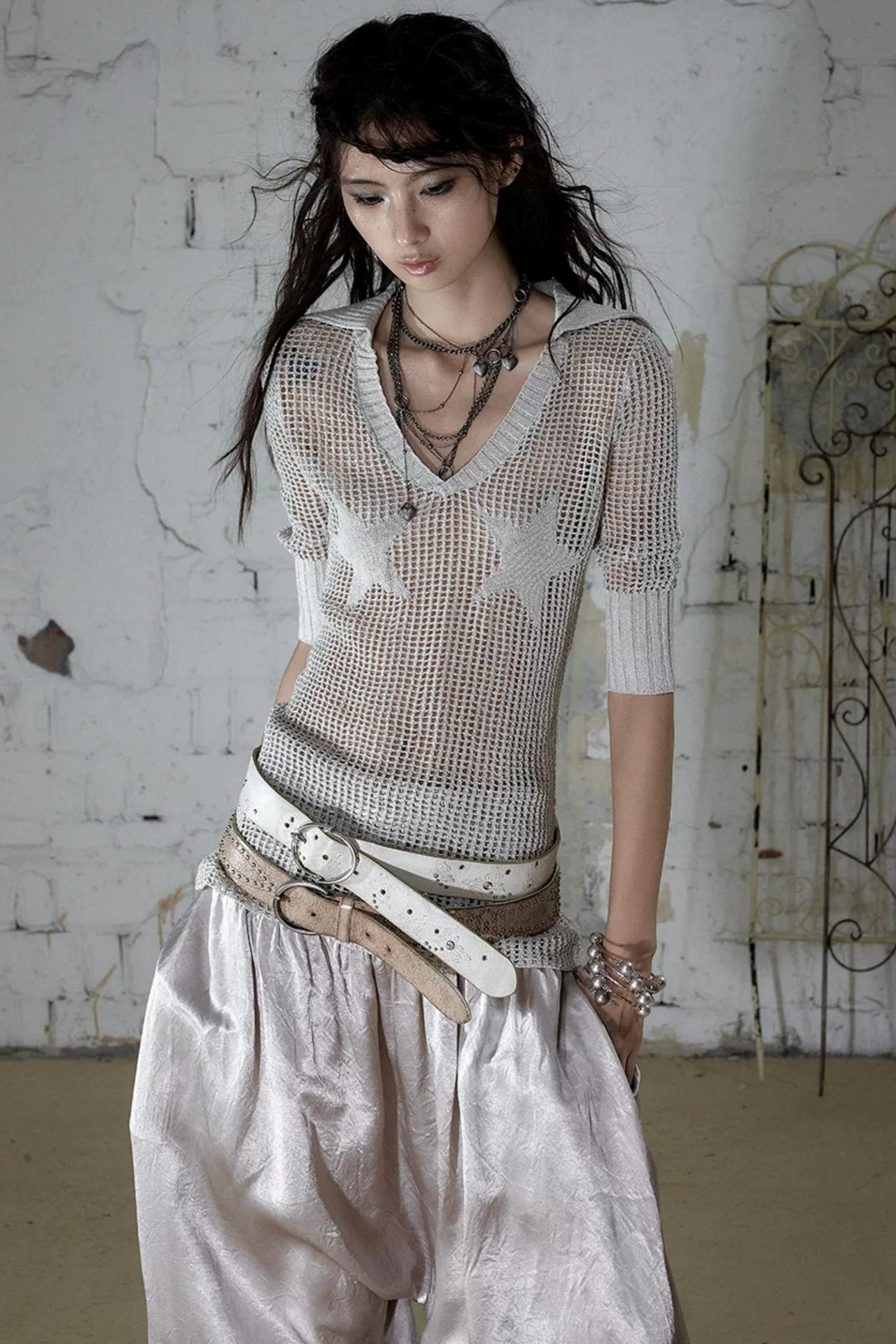 Hollow Star Knit Top