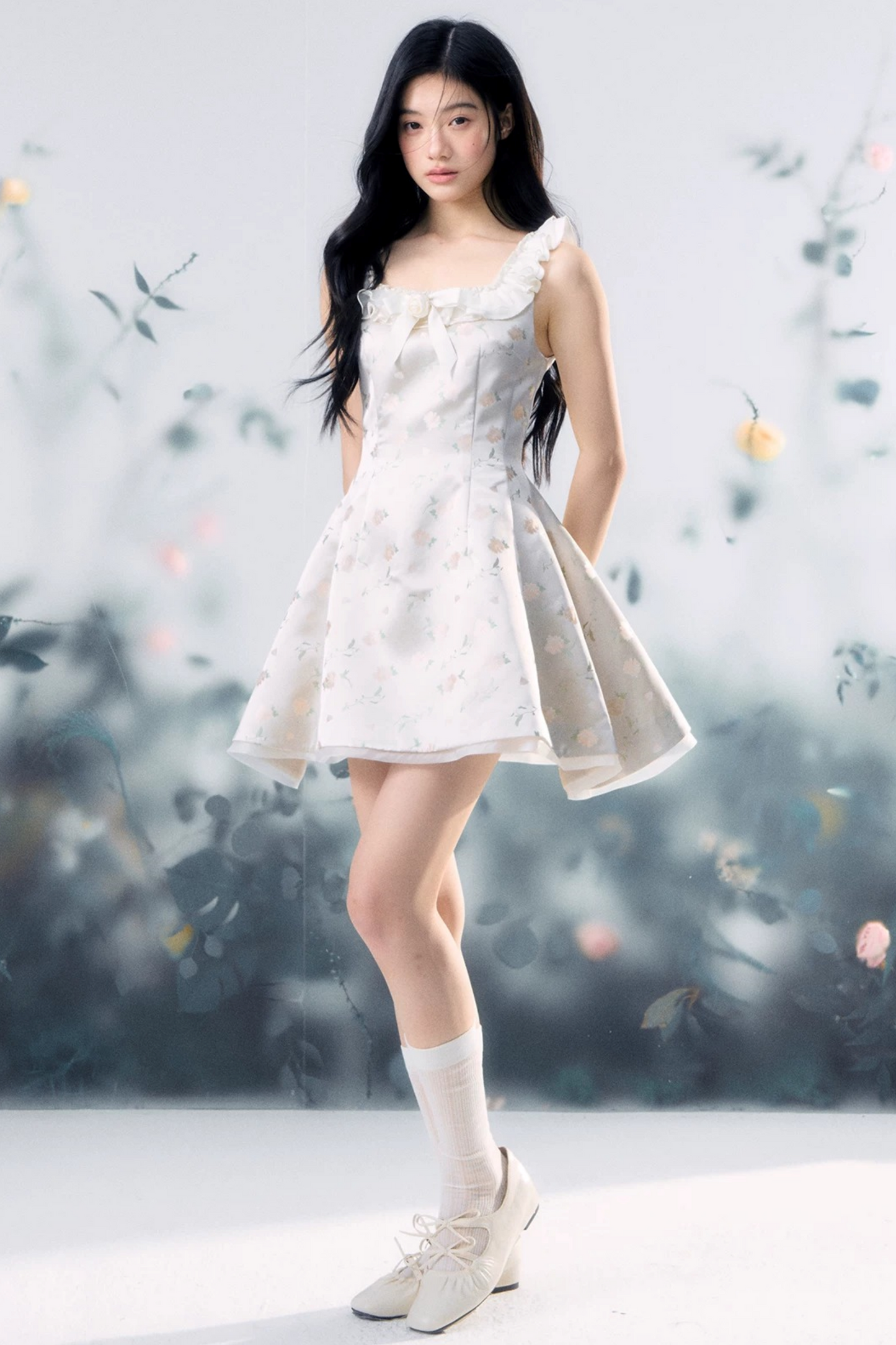 Transparent Rose Jacquard Dress