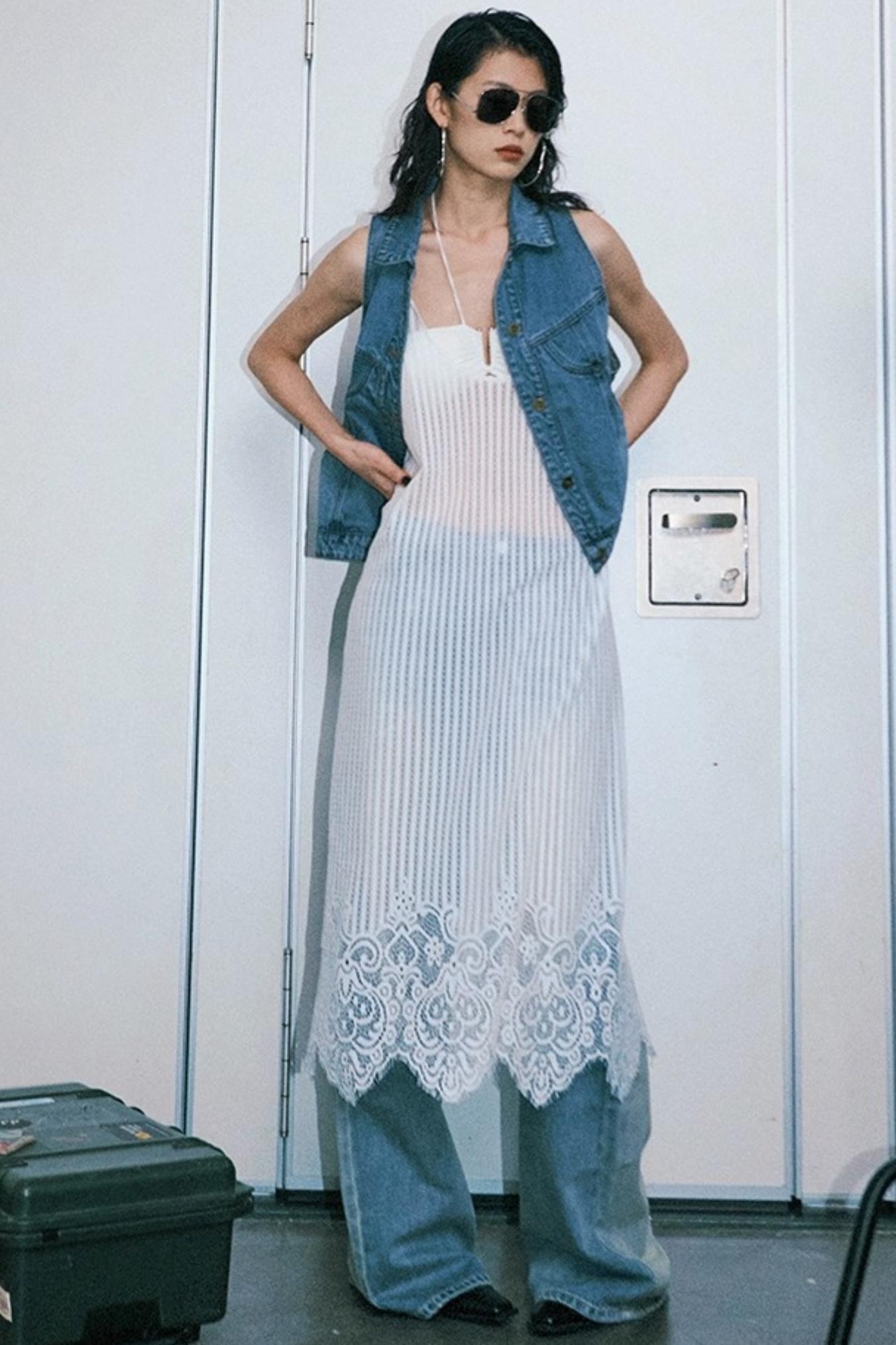 Summer Blue Washed Denim Vest