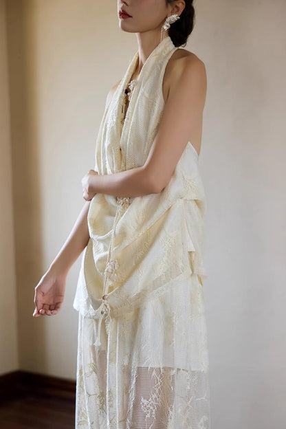 Off-White Draped Halter Top