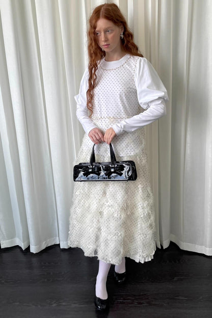 Lace Mesh Polka Dot Flocked Sundress
