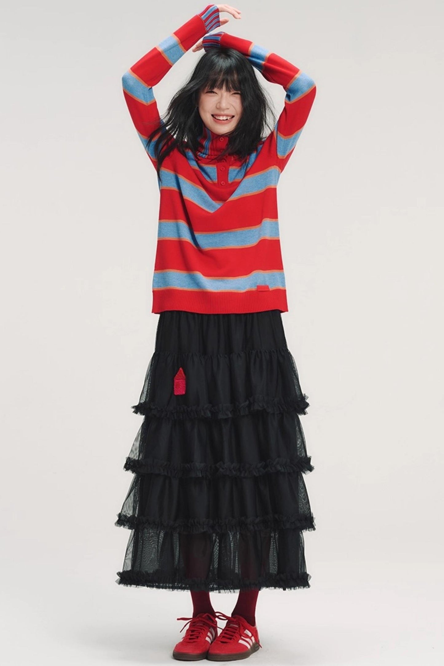 Color-Blocked Striped Knit Sweater