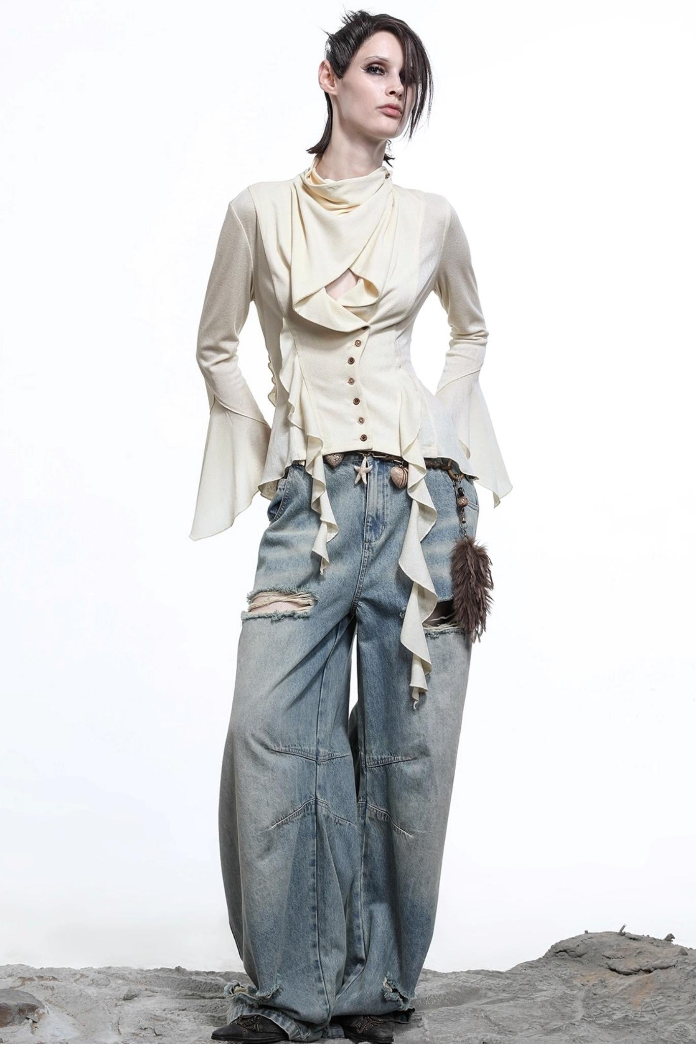 Lyocell Ruffled Cardigan