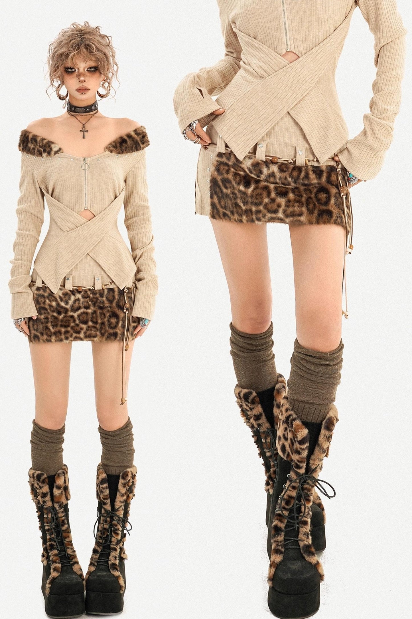 Retro Leopard Print A-Line Skirt