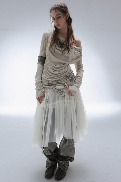 French Vintage Diamond Print Swing Top