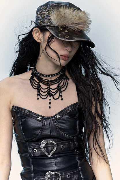 Punk Studded Leather Flat Cap