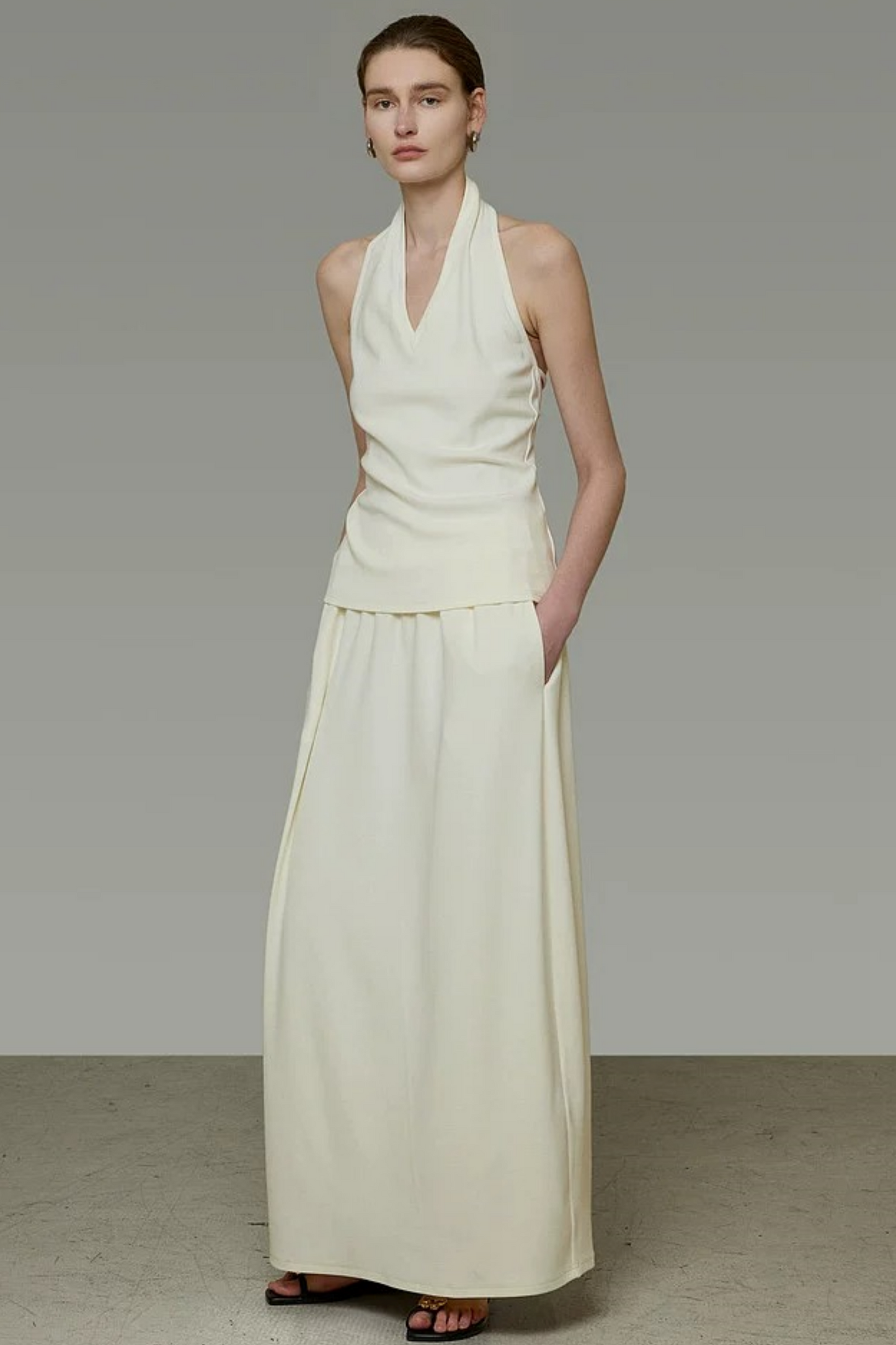 White Halter Backless Top Set-Up