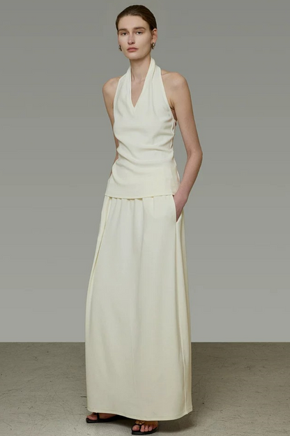 White Halter Backless Top Set-Up