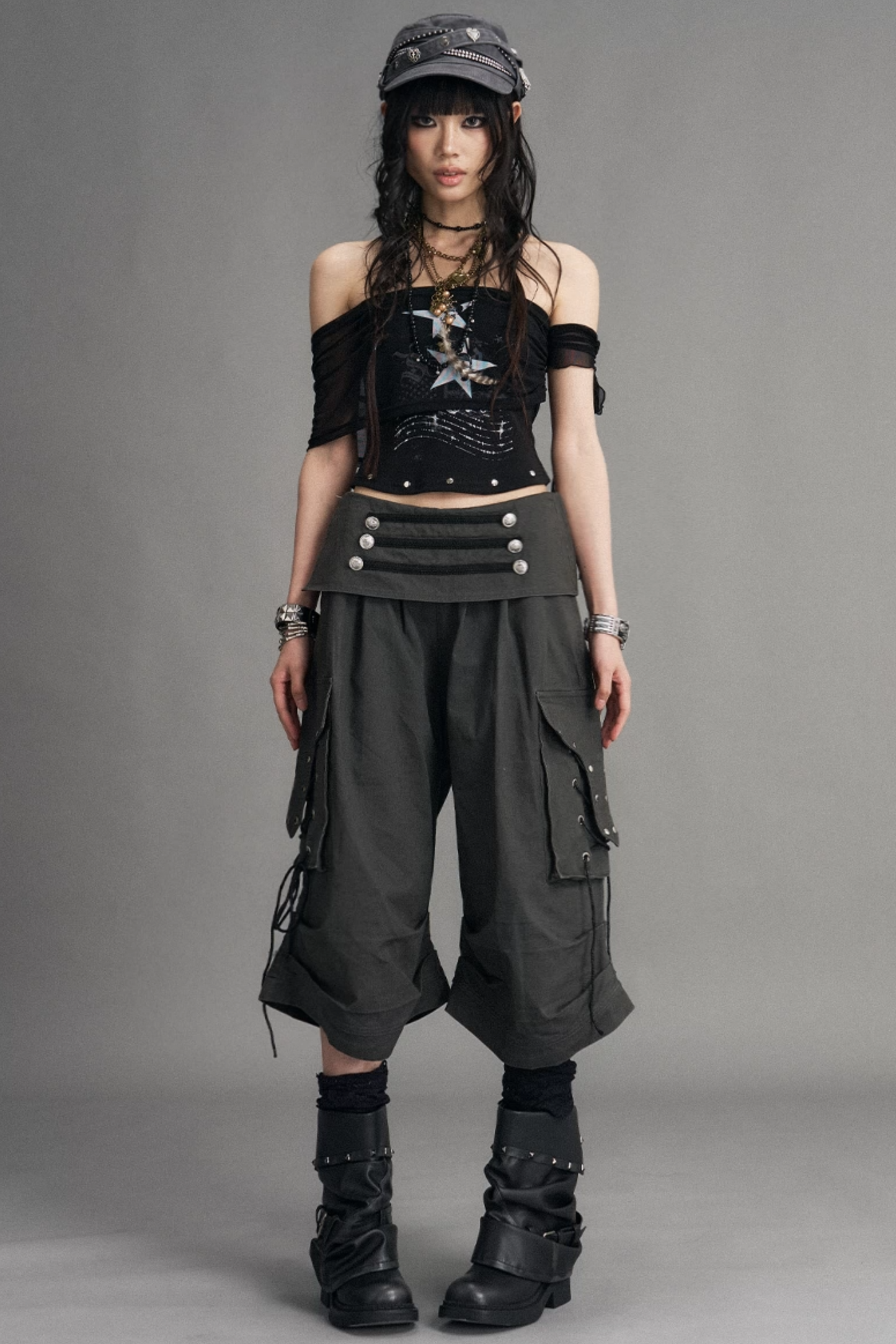 Palace pantaloni punk effetto consumato