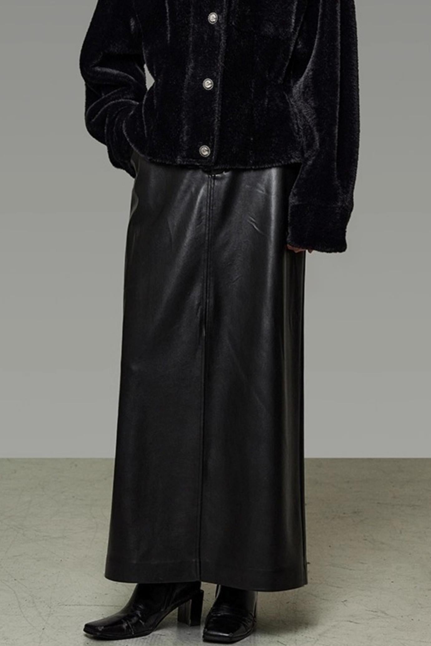 Retro Slimming Leather Skirt